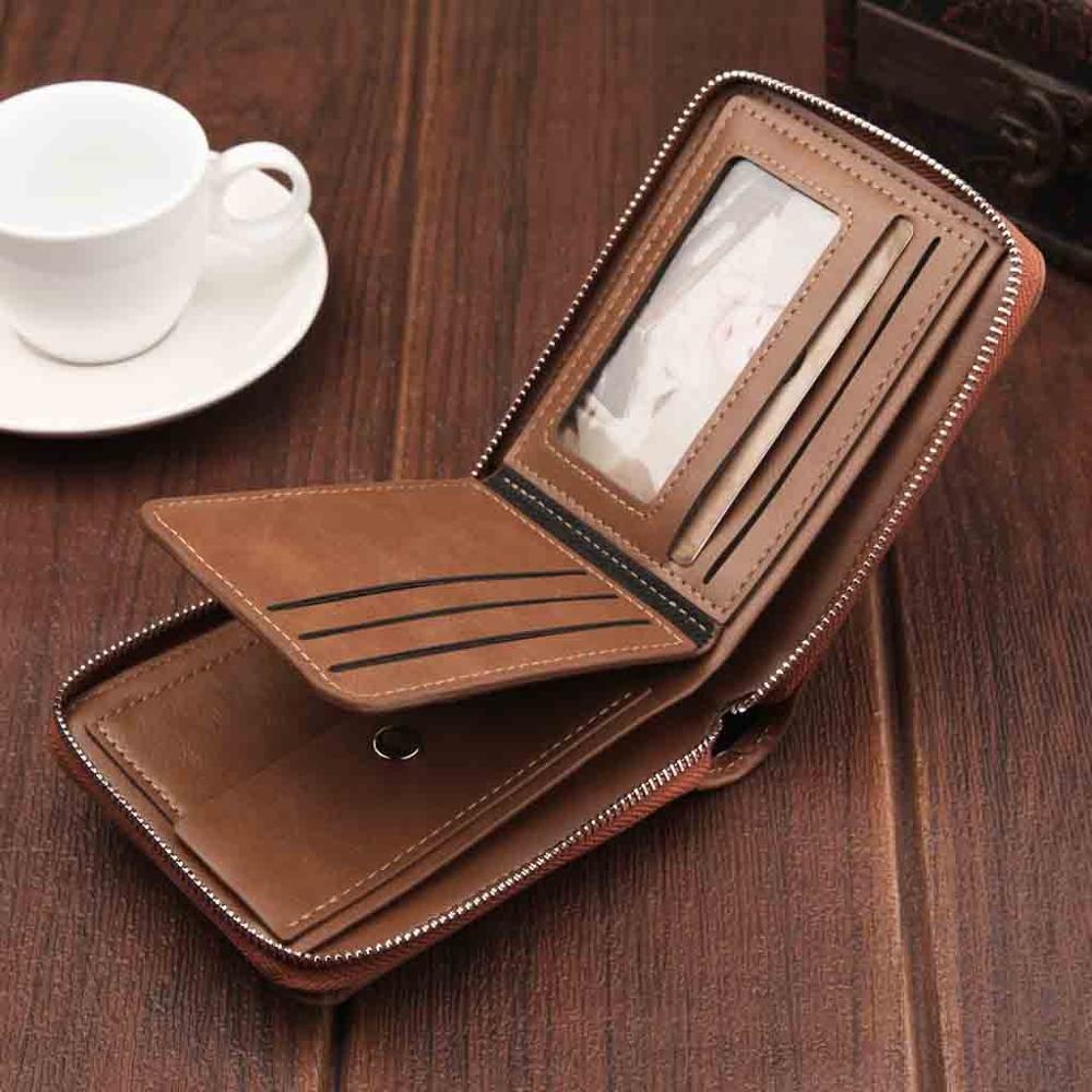 Male Vintage Men's Short Wallet Men Leather Clutch Wallets Purses First Layer Leather Multi-Card Bit Retro Card Holder