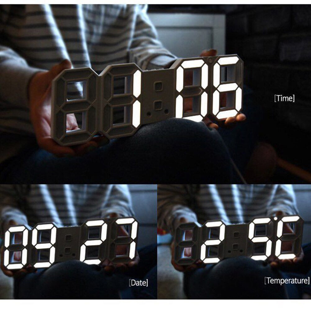 Night Light Display Electronic Wall Decoration Alarm Desk Digital Clock Modern Home 3D Led