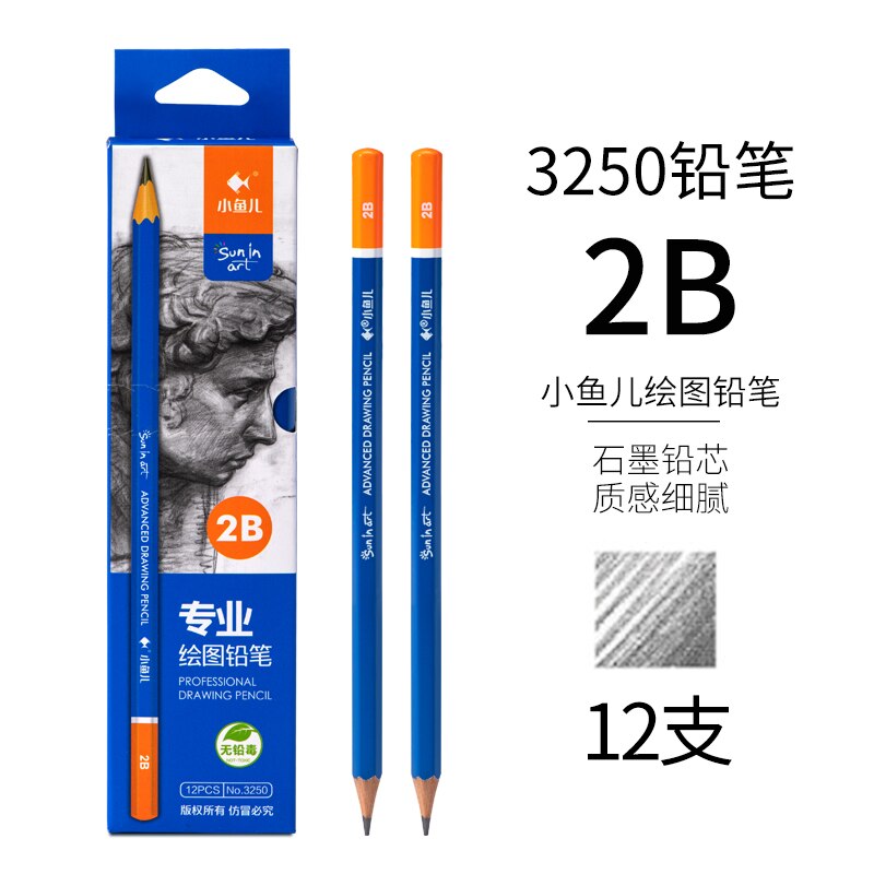 12 Pcs/Set drawing pencil Charcoal Soft/Medium/Hard Carbon Pencil Art Student Special Hand-painted HB Painting Draw Exam Pen: 2B 12 Pcs