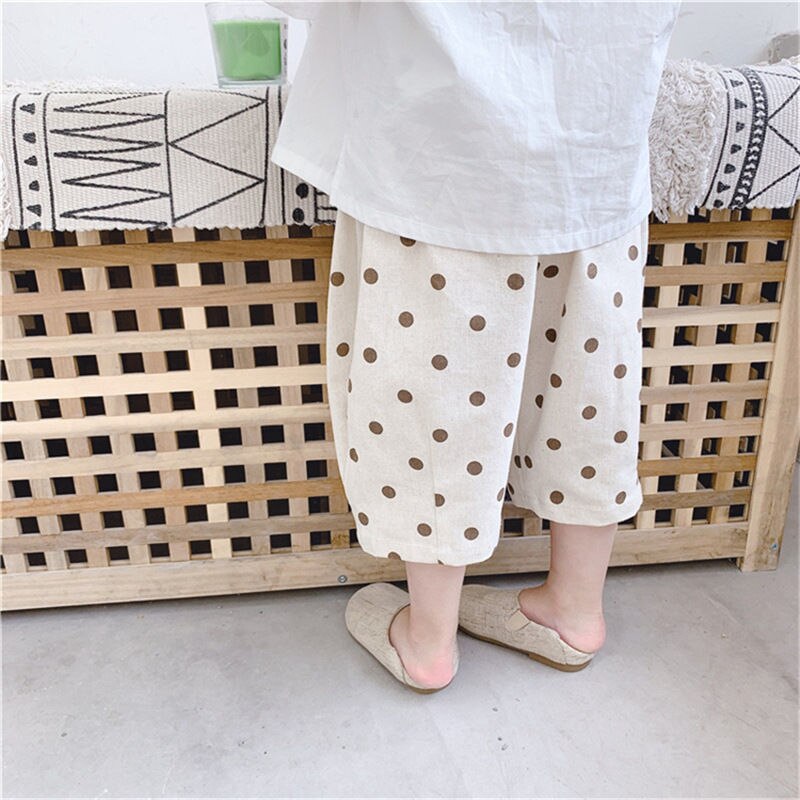 2021 estate nuovi ragazzi e ragazze pantaloni a 7 punti polka dot bambino pantaloni larghi e comodi della zanzara coreana cotone P4201