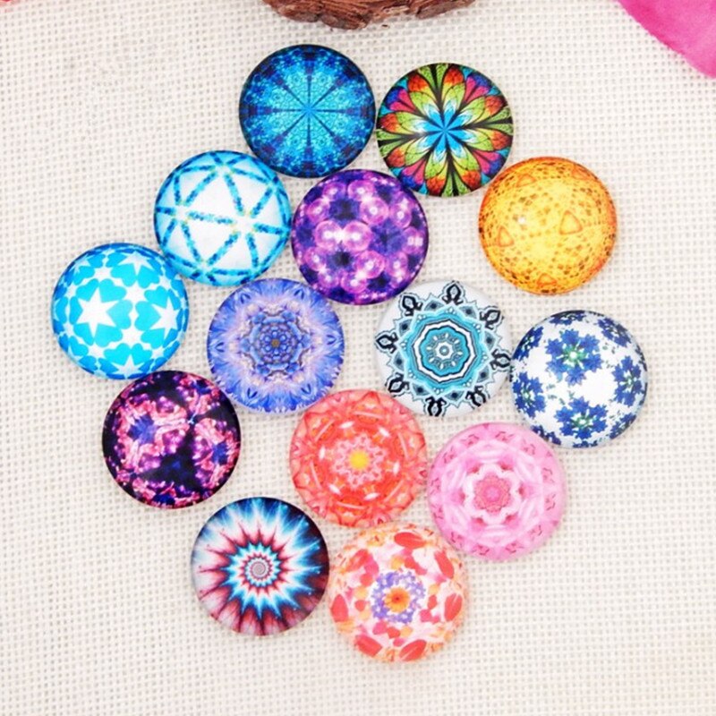 Cabochons de mosaïque en verre imprimé, artisanat, carreaux de couleur mixte, demi-rond/dôme pour la fabrication de bijoux