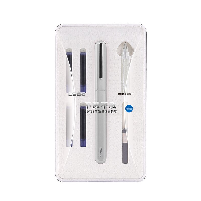 1 Pcs Non-splashing ink fine-pointed fountain pen self-control ink fine pen student calligraphy fountain pen: white