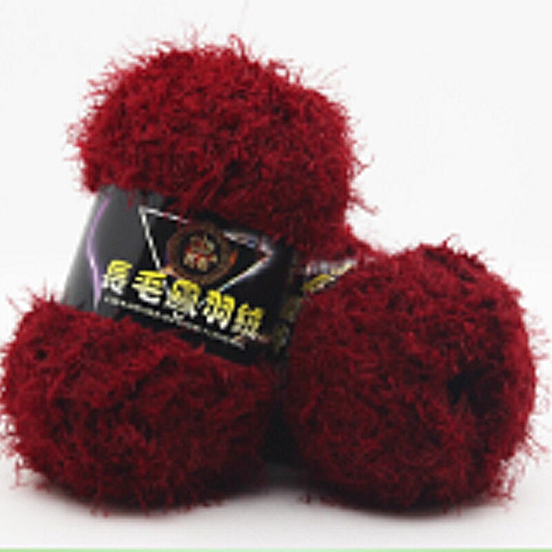 Breien Pluche Garen Langharige Hand-Gebreide Diy Sjaal Trui Imitatie Bont Nertsen Down Medium En Dik Hand-Gebreide Garen: wine red