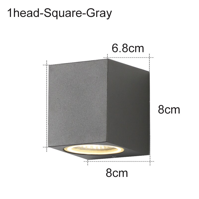 IP65 Waterproof GU10 indoor outdoor Led wall lights up down Led Wall Lamp Surface Mounted Cube Garden Porch Light ZBW0004: 1head-Square-Gray / No bulb