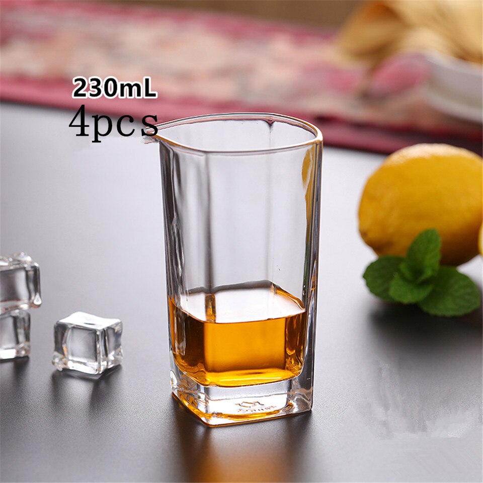 4pcs Transparent Crystal Glass Cup for Whiskey Wine Vodka Bar Club Spirits Wine Glass Cup Beer Wine Glass Brandy Cup: A02