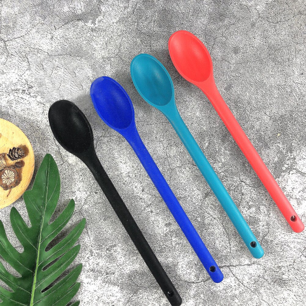 4 Colors Portable Hanging Heat Resistant Food Stirring Baking Nonstick Restaurant Serving Silicone Mixing Spoon Long Handle