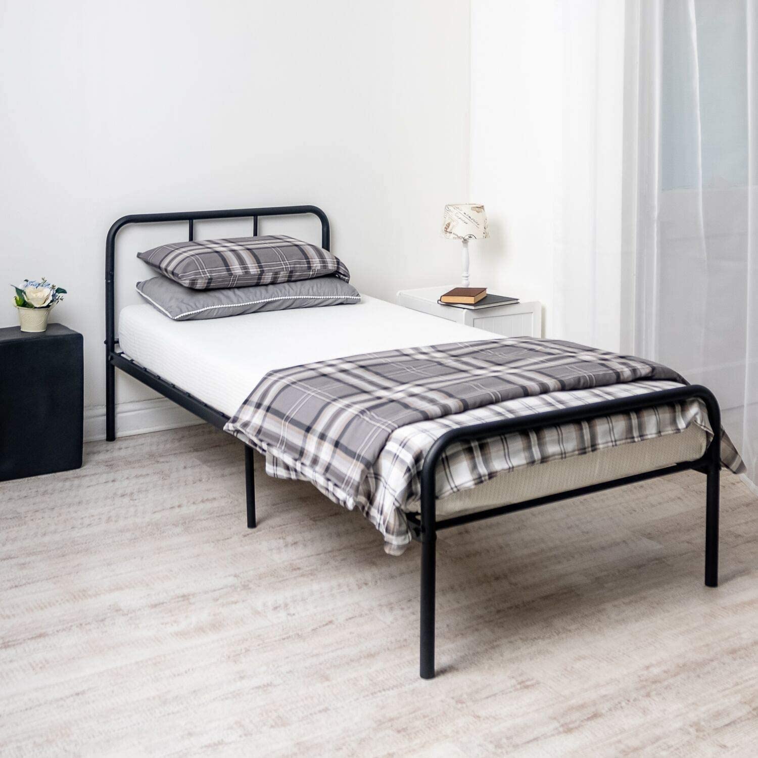 Black Metal Curved Bed Frame 3ft Single.Bedroom Furniture (No Mattress)