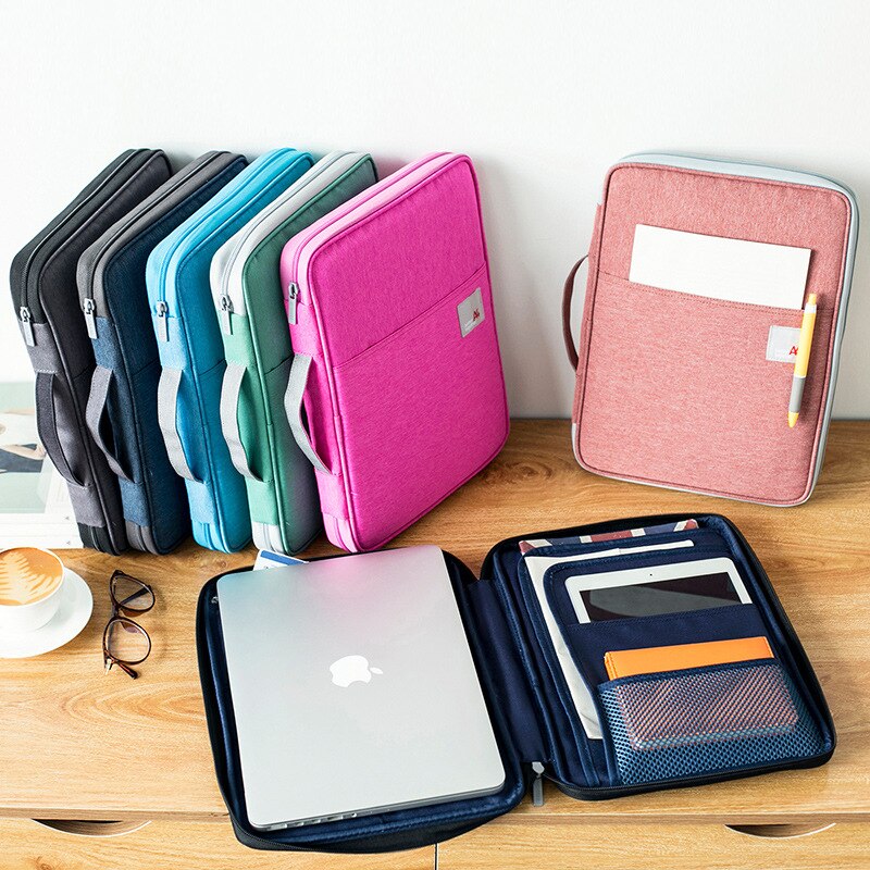 Fosizzo taske til dokumenter  a4 multifunktionelle notesbog arkiv fil tasker bærbar ipad holder taske oxford dokumentmappe  fs4050