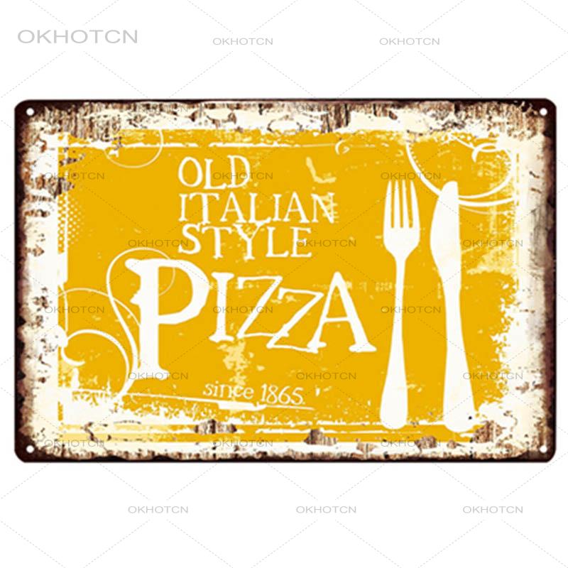 Pizza kyltti pizza ravintola ravintola retro peltimaalaus vintage metallikuva seinäkoristelu amerikkalainen minimalistinen tyyli
