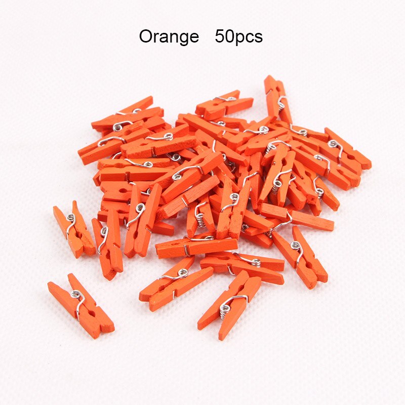 50pcs Small Size 2.5cm Mini Natural Wooden Clips For Photo Clips Clothespin Craft Decoration Clips Pegs: Orange