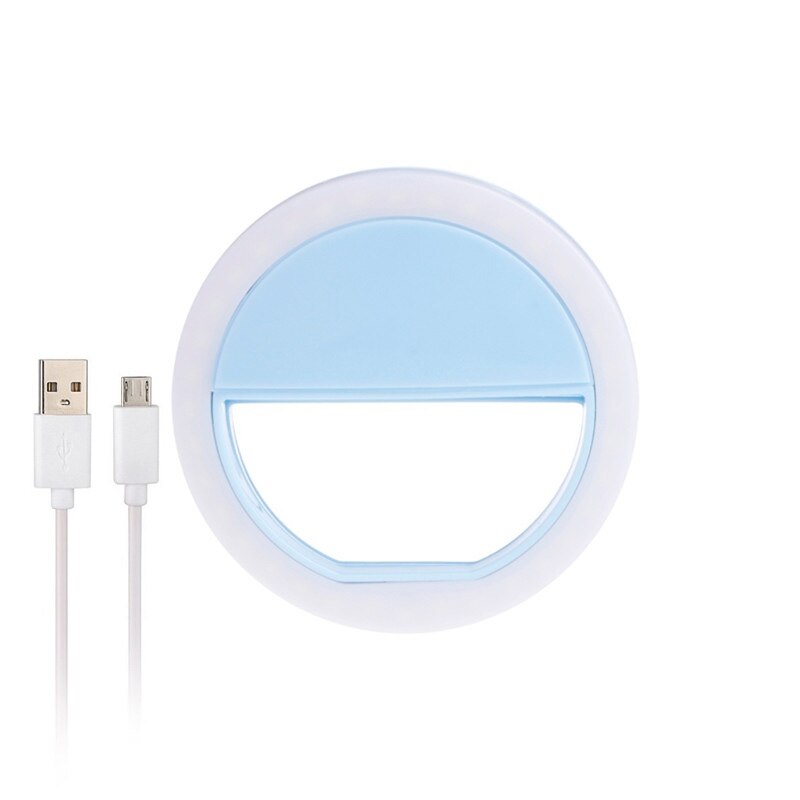 Telefoon Ring Licht Selfie Led Ring Flash Light Voor Iphone Xr Samsung Galaxy A50 A70 S10 Huawei P30 Telefoon Lens obiektyw Doen Telefonu: blue