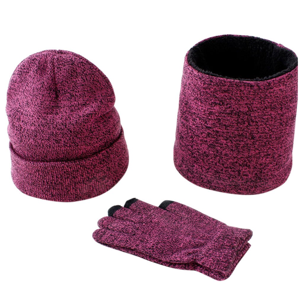 3 pièces ensemble de gants écharpe MenHat bonnet czapka i komin tricotin шаска караром casquette en tricot d'hiver coupe-vent épais chapeau écharpe ensemble # D