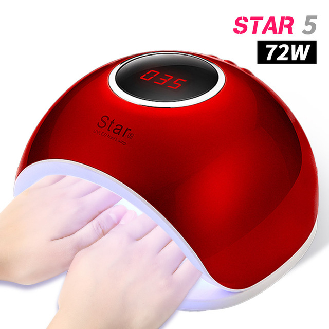 Rohwxy 66W Uv Led Lamp Nagel Droger Voor Alle Type Gels Polish Met Bodem 10 S/30 S /60 S/Timer Lcd Ijs Lamp Voor Nail Auto Sensing: Star 5 Red / EU