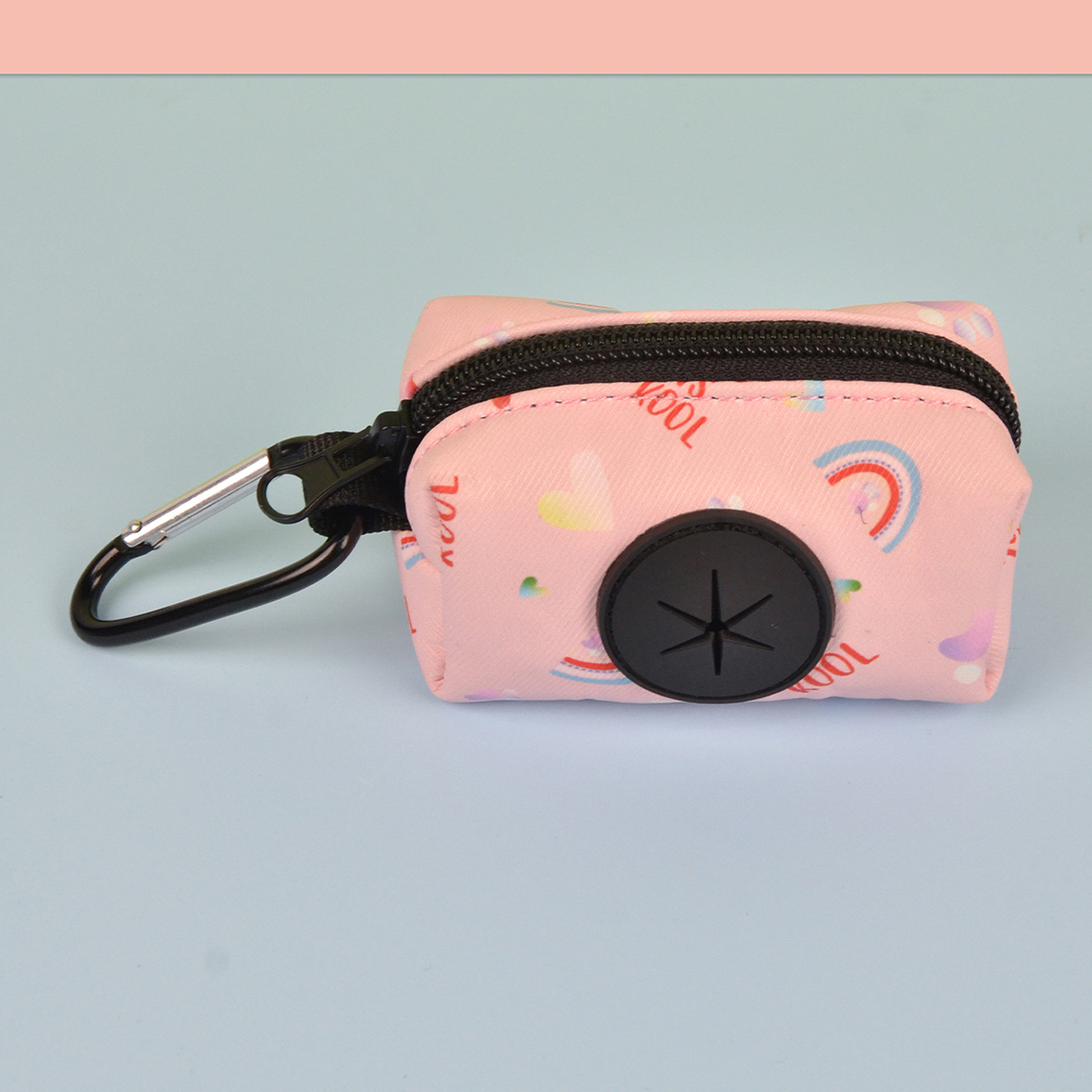 Support de sac de caca pour chien, imprimé arc-en-ciel, à la , pour fixation de laisse de chien (sans sac de caca ni laisse): Rose