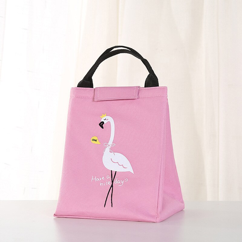 Comedor térmico de la caja de almuerzo portátil PAQUETE DE AISLAMIENTO impermeable almuerzo de paño Oxford bolso para las mujeres de los hombres, bolso bolsas bolsa: pink Flamingo