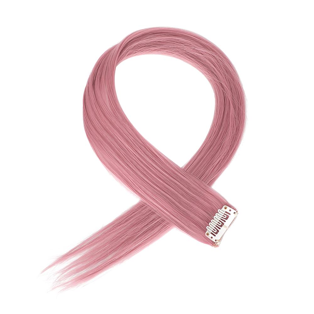 XBwig-extensiones de cabello sintético para mujer, Clip puro en tiras de una pieza, 12 ",: Pink