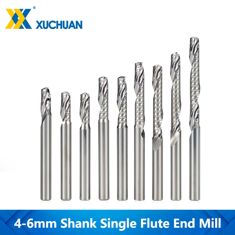 Single Flute End Mill Tungsten Carbide Milling Cutter 4-6mm Shank Router Bit For Aluminum Cutter Drill Bit Spiral Router Bits