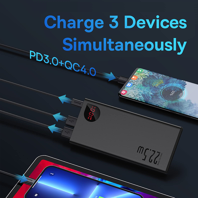 Baseus batterie externe 10000mAh avec 20W PD charge rapide Powerbank chargeur de batterie Portable paupérine pour iPhone 12Pro Xiaomi Huawei