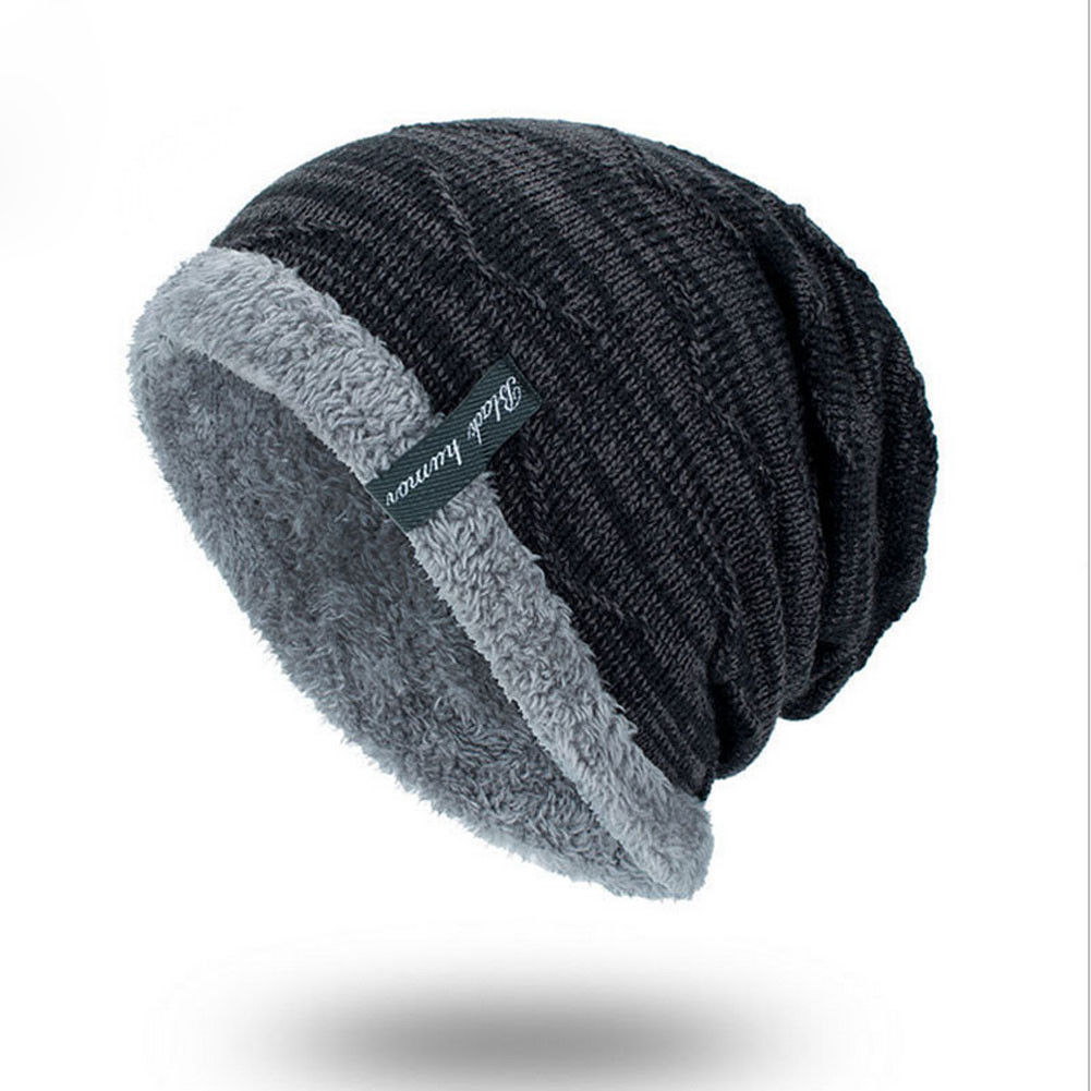 Warm Wintter Cat For Women And Men Unisex Plush Knitted Baggy Beanie Knit Hat Snow Caps Elastic Free Szie: Black