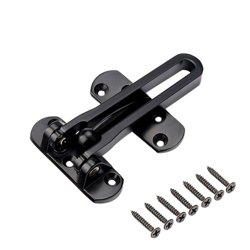 Security Door Lock Swing Bar Lock Zinc Alloy Anti-theft Door Guard Latch for Home Security Front Door Swing-in Doors: Black