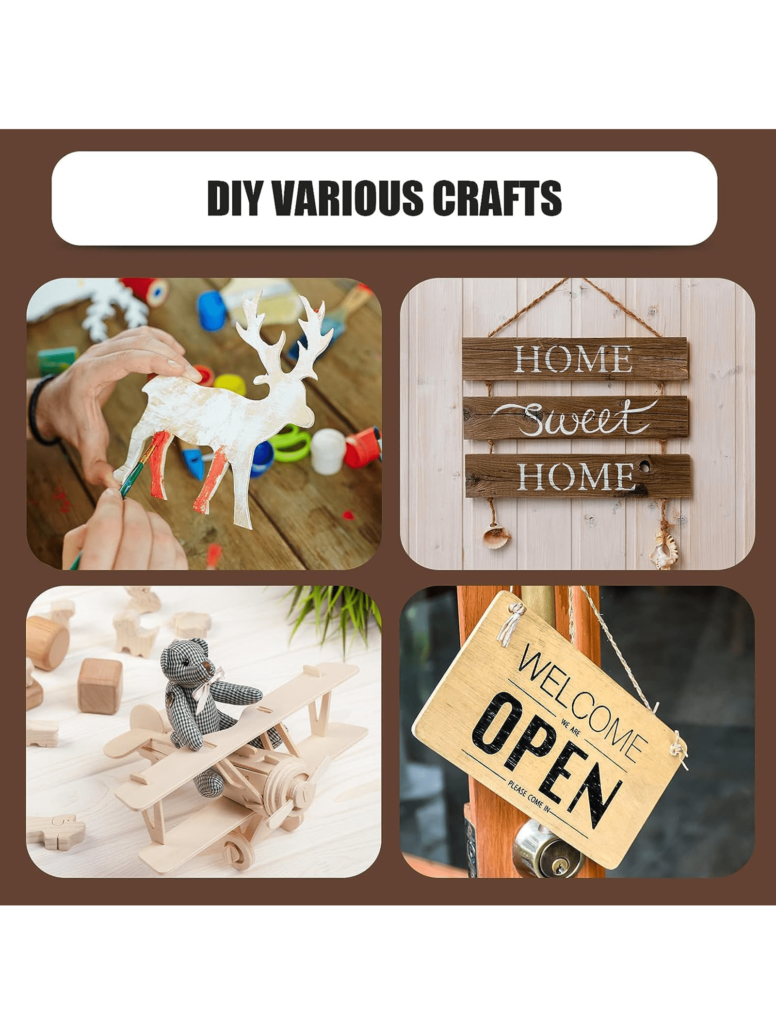 4/8/16 fogli di legno per artigianato 12 x 4 x 1/16 pollici-3 mm di spessore fogli di legno non finiti tavole di compensato sottili per disegno, pittura,