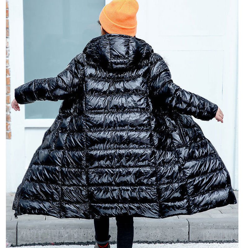 Vinter dunjacka för pojkar och flickor tjock varm glänsande stil barn dun lång parkas kappa barn ytterkläder för 110-160cm