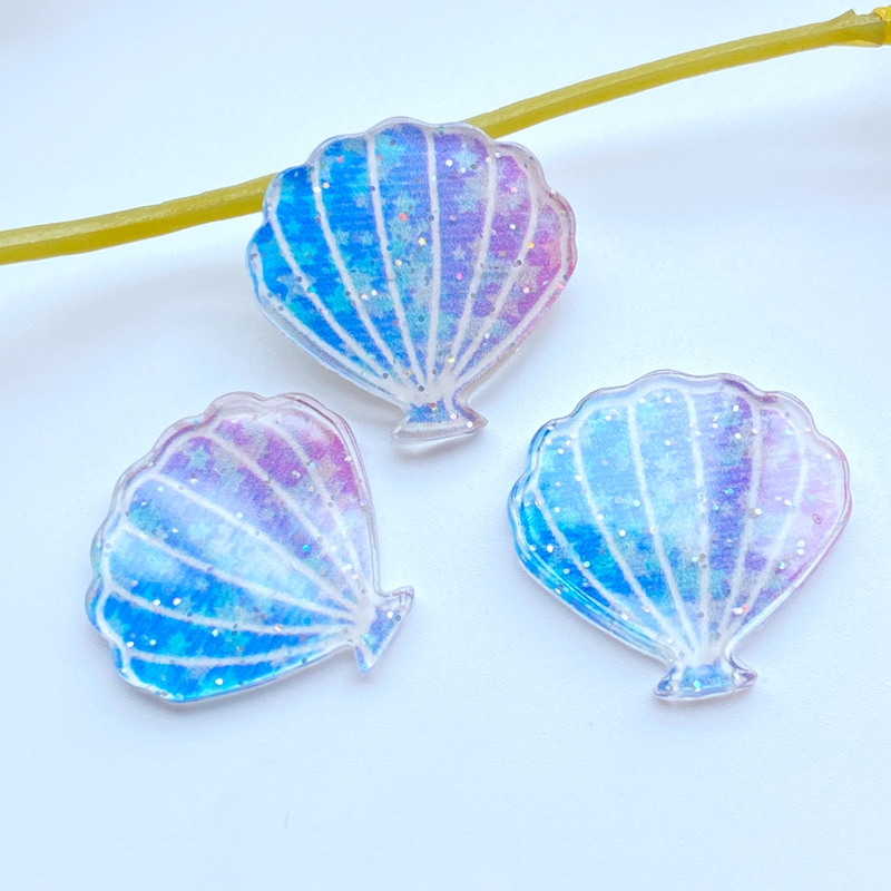 10pcs Acrylic Kawaii Shiny Shells Rhinestone Flat Back Cabochon Art Decoration Charm Craft: C