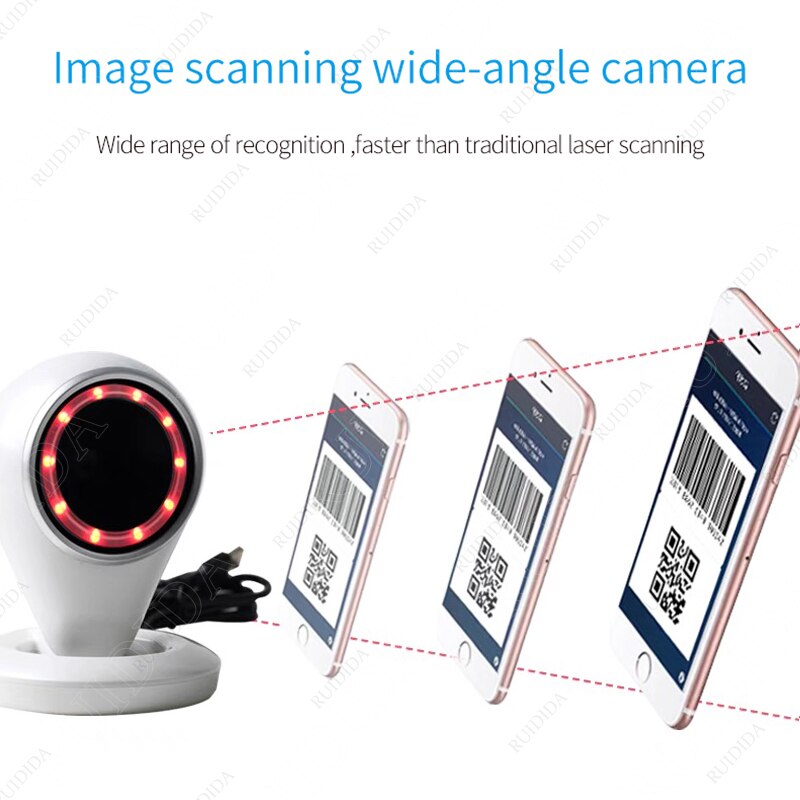 Desktop Scanner 2d Platform Barcode Reader 1D 2D QR Code Scanner Bar code PDF417 Handfree Auto Scanning for Supermarket Store