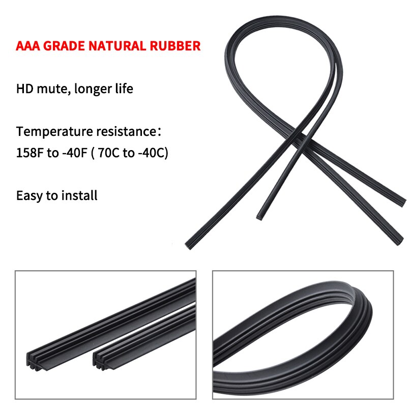2Pairs Universal Car Wiper Blade Refill Natural Silicone Rubber Windscreen Windshield Car Accessories