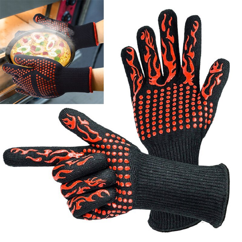 1PCS Kitchen Heat-Resistant Gloves Oven Mitts Silicone Gloves Grill Multifunctional Potholders For Baking BBQ Guantes Horno 35