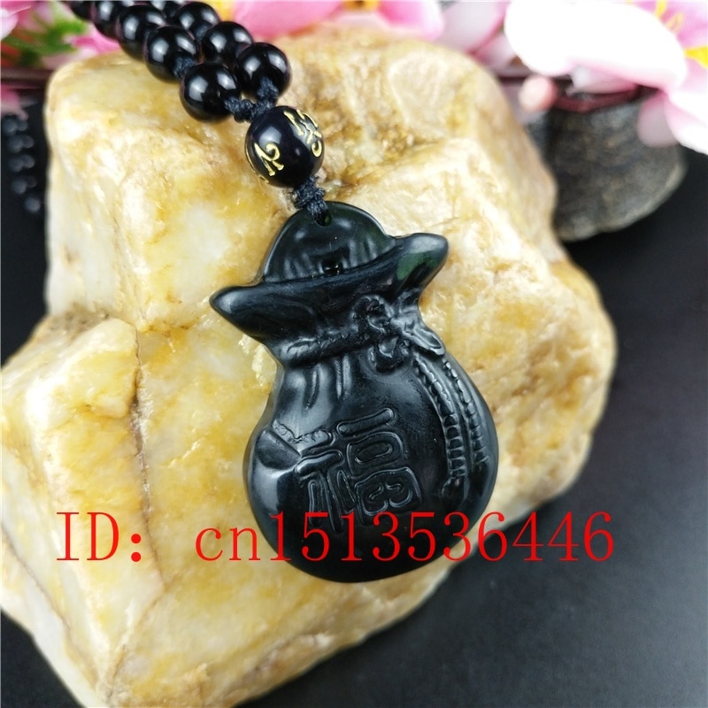 Gecertificeerde Chinese Natuurlijke Zwart Groen Jade Grabbelton Hanger Ketting Mode Charme Sieraden Hand-Gesneden Amulet Top