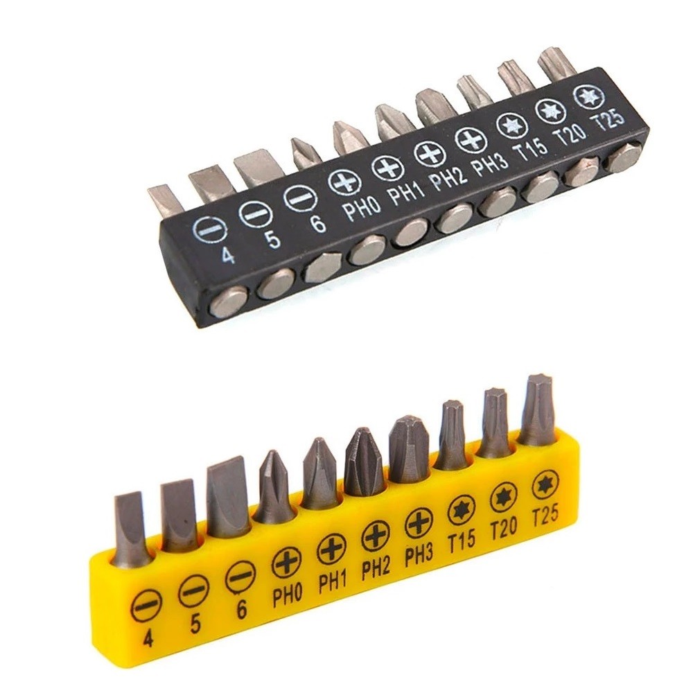10 Pcs Insert Bit Set Torx Flat Head Cross Screwdriver Screws Head For Electrical Drill Electric Screwdriver Parts