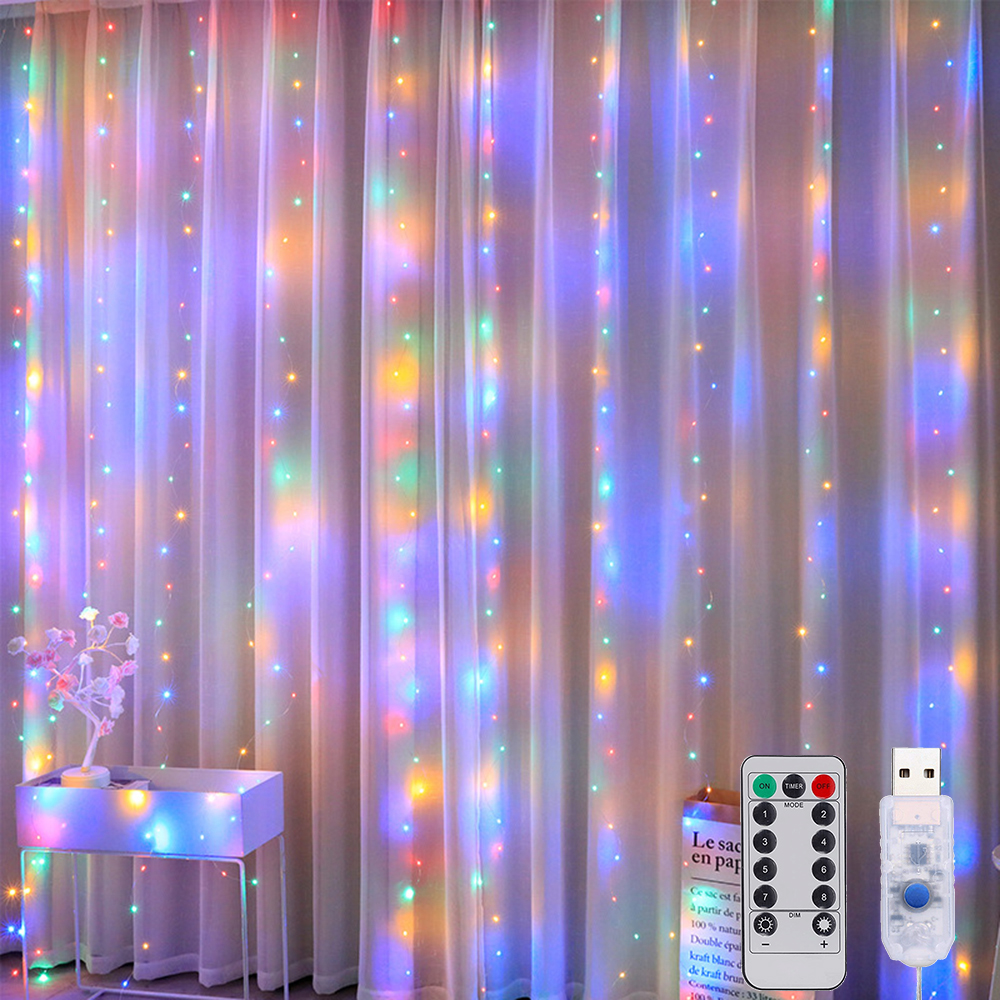 Guirnalda de cortina LED con 8 modos para decoración de Año , Navidad, boda: RGB / X