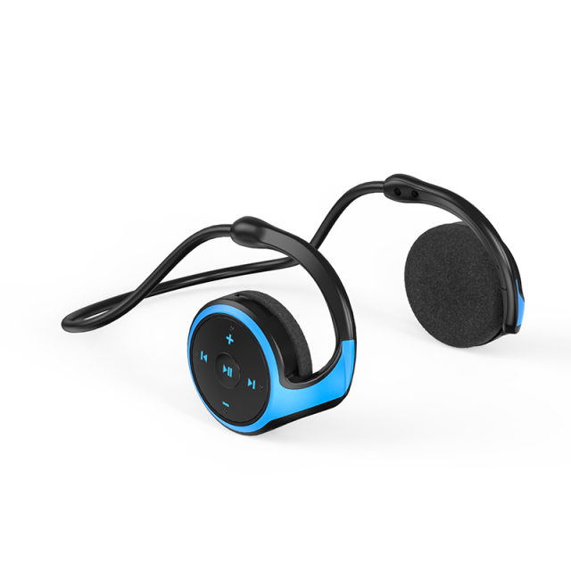 Bluetooth Wireless Earphones Headphones HIFI Sport Earphone Waterproof Headset Support TF Card FM Radio MP3 player: Blue