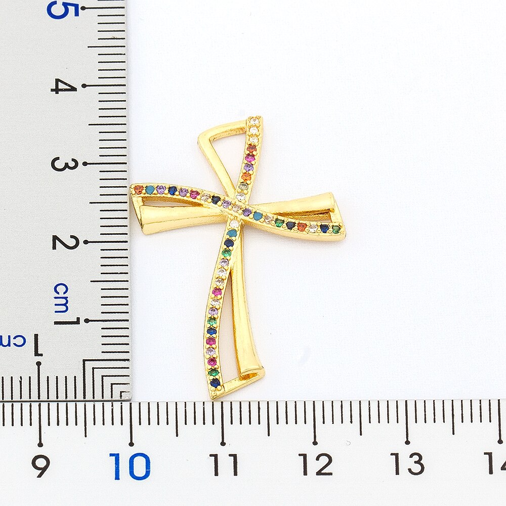 Regenboog Cross Koperen Hanger Gouden Ketting Ketting Aaa Zirconia Choker Kettingen Mode-sieraden Giften Voor Vrouwen