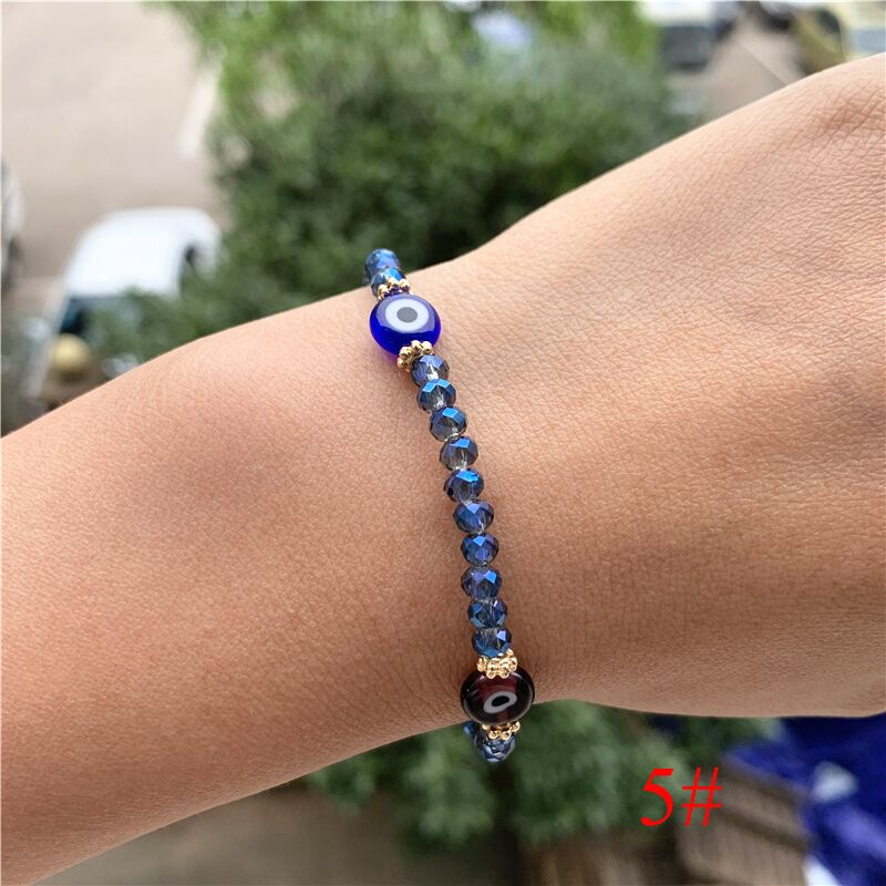 Cristal bleu turc mauvais œil Bracelets pour femmes à la main perles de verre chaînes bijoux chanceux accessoires Couple Bracelet: F5