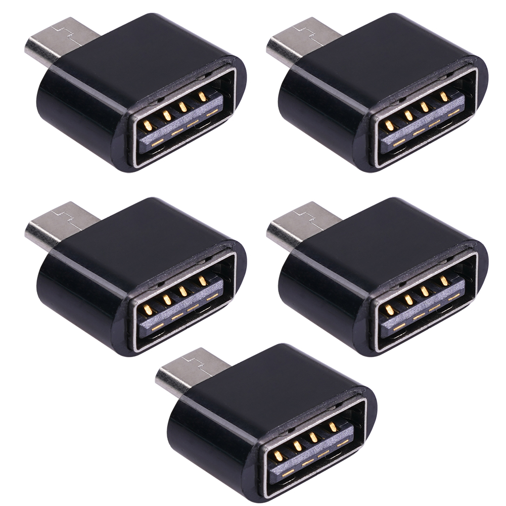 Portable OTG Converter Micro USB 2.0 Female to Micro USB Male Data Adapter Converter Connector: 5 pcs black