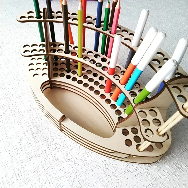 Porte-pinceau à peinture trous porte-pinceau en bois support organisateur de bureau aquarelle brosse plateau support pour crayons pinceaux