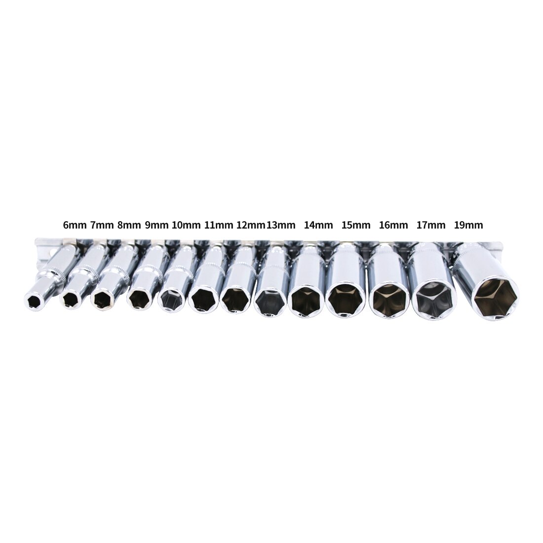 13Pcs 3/8in. Drive Deep Metric Socket Set 6-19mm 6 Point Chrome Vanadium Socket Set