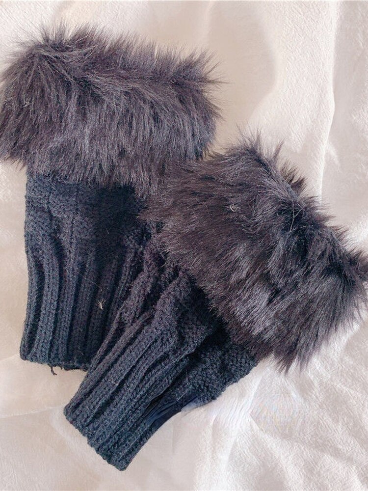 KOSAHIKI – chauffe-bras en fausse fourrure pour femme, accessoires Kawaii, doux et élastique, idéal pour l&#39;hiver, idéal pour les poignets, T2k