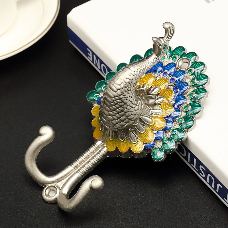 Tenture murale crochet Vintage paon pour suspendre vêtements chapeau écharpe clé paon cintre support décoration murale rideau crochets décor à la maison: 04