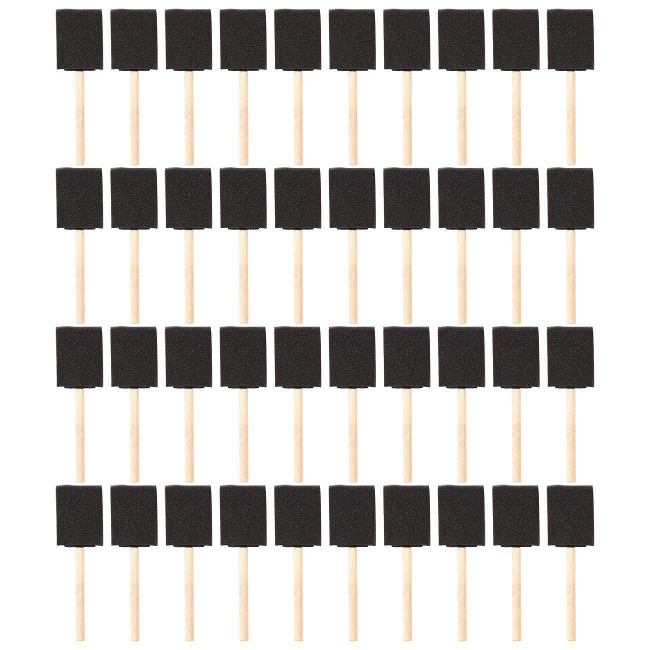 Ppyy  -2 inch schuim spons houten handvat verfkwastenset (voordeelpakket  of 40)  - lichtgewicht, duurzaam en geweldig voor acrylverf, sta