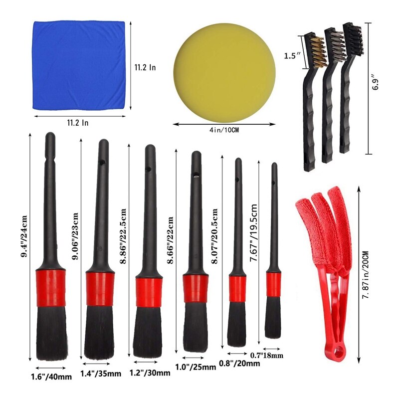 13 Pcs Auto Detaillering Borstel Set, Auto Cleaning Kit Voor Wielen, Motor, Console Dashboard, air Vent, Leer Detail Borstels