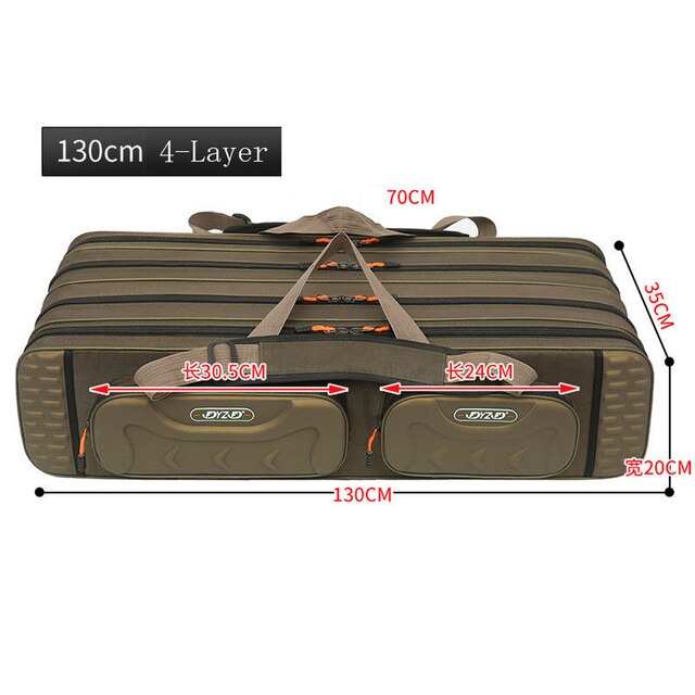 125cm 130cm 4 Layer Waterproof Fishing Rod Bag Thickening Oxford Fishing Pole Reel Tool Storage Case Tackle Gear Travel Organize: 4 Layer 130cm