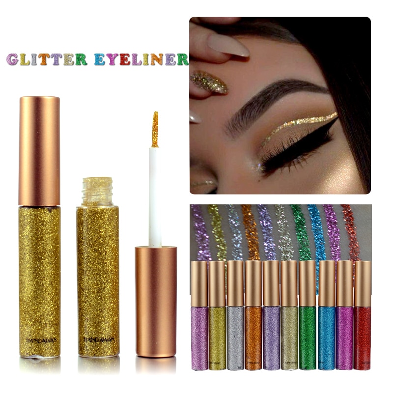 Handaiyan skinnende glitter flydende eyeliner blyant diamant shimmer eyeliner rosa guld farve eyeliner makeup til øjenkosmetik