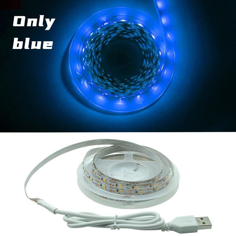 LED Streifen Licht flexibel Lampe 1M 2M 3M 4M 5M Klebeband Diode SMD 2835 DC5V schreibtisch Bildschirm TV Hintergrund Beleuchtung USB Kabel 3 Schlüssel Kontrolle: nur Blau / 4 mt