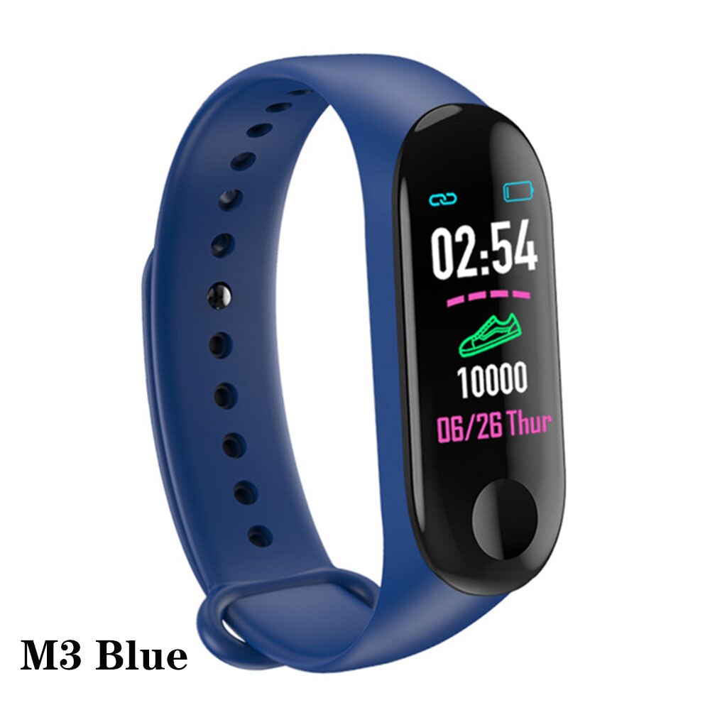 Novo esporte m3 pulseira rastreador de fitness atividade freqüência cardíaca pulseira inteligente contador pedômetros wirstband à prova dwaterproof água: M3 Blue