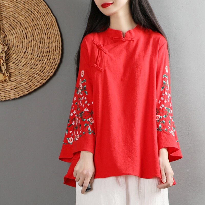 ropa de mujer Tops bordados Tang traje chino camisas de estilo tradicional Qipao Cheongsam blusa para mujer 10237: 4