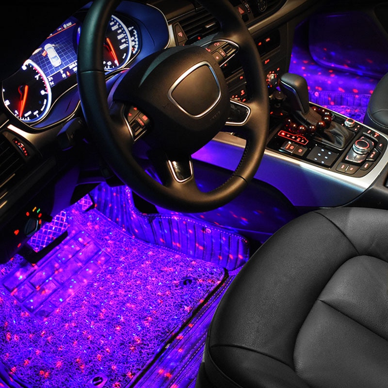 4 en 1 luces LED de ambiente para coche colorido RGB Interior suelo luces en pies Universal Auto USB decorativo lámpara de ambiente coche estilo