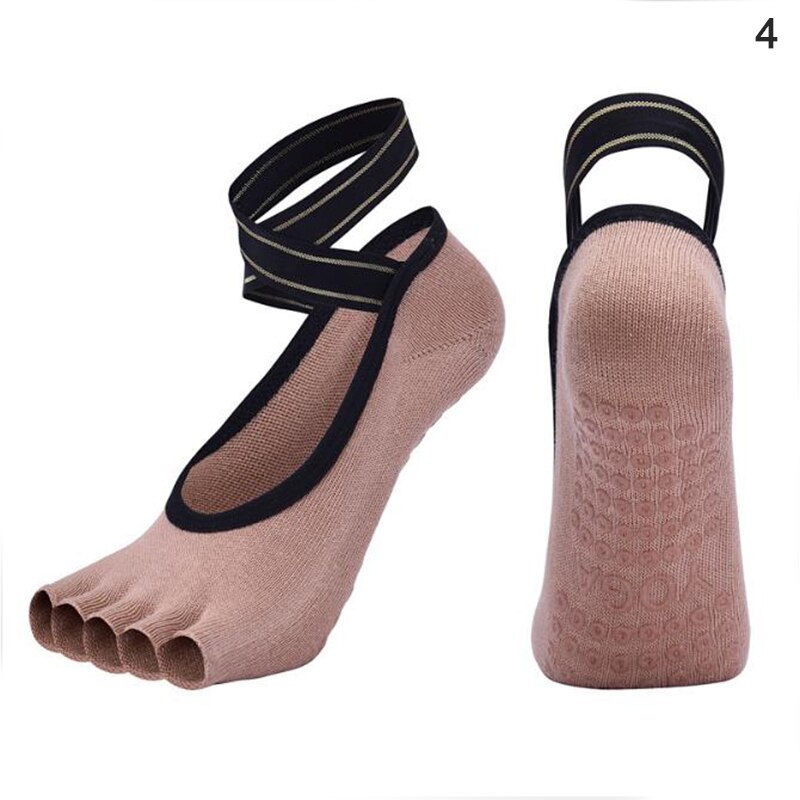 Women Bandage Yoga Socks Anti-Slip Quick-Dry Damping Pilates Ballet Socks Good Grip For Men&Women Cotton Socks: A4